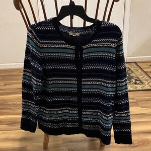Croft & Barrow Women's Patterned Cardigan - Navy and Teal